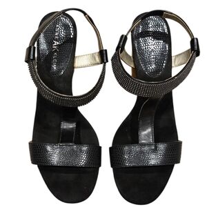 Anne Klein Black and Silver Sandals